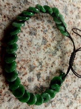 Certified Green Natural Grade A Jade Jadeite Beads Bangle Circle Bracelet 手链